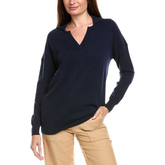 Kier+J Womens Kier + J Oversized Wool & Cashmere-Blend Sweater Blue
